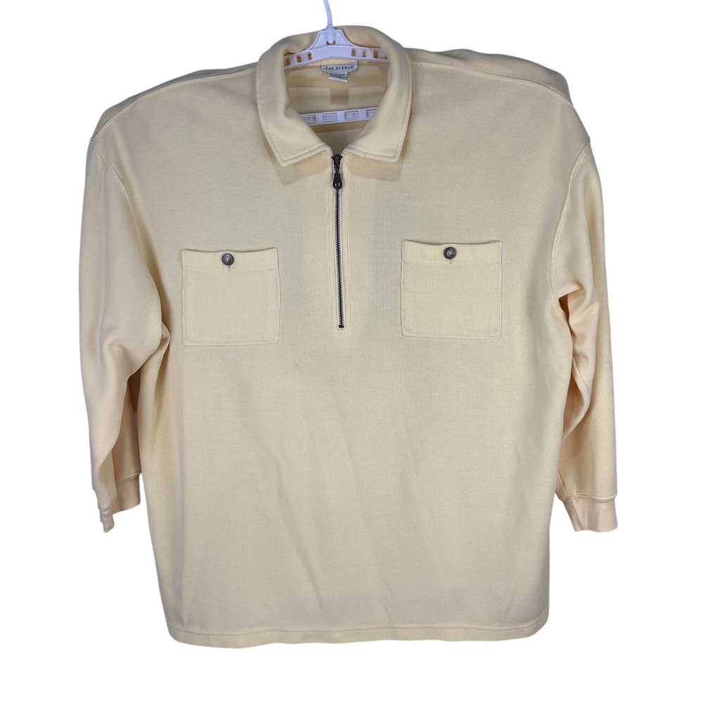 The Avenue Womens Beige 3/4 Sleeve Half-Zip Pullover Sweater Size 22/24